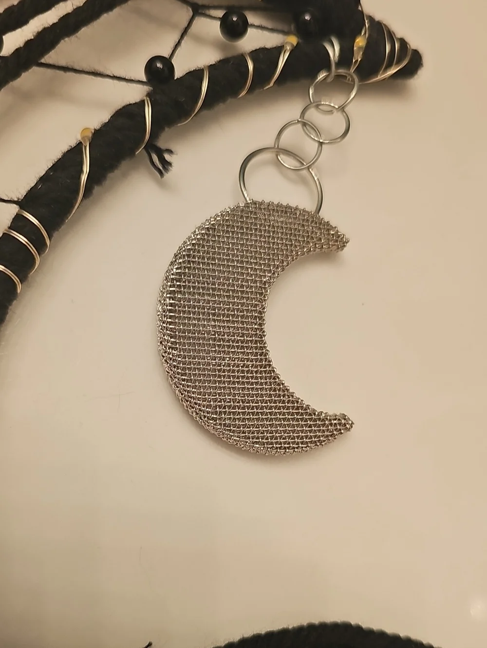 Handcrafted Black Moon Dreamcatcher Wall Hanging - Boho Wall Decor
